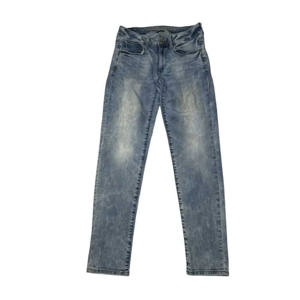 American Eagle Super Stretch Ankle Skinny Light Wash Mid-Rise Jeans Size 2 Short
